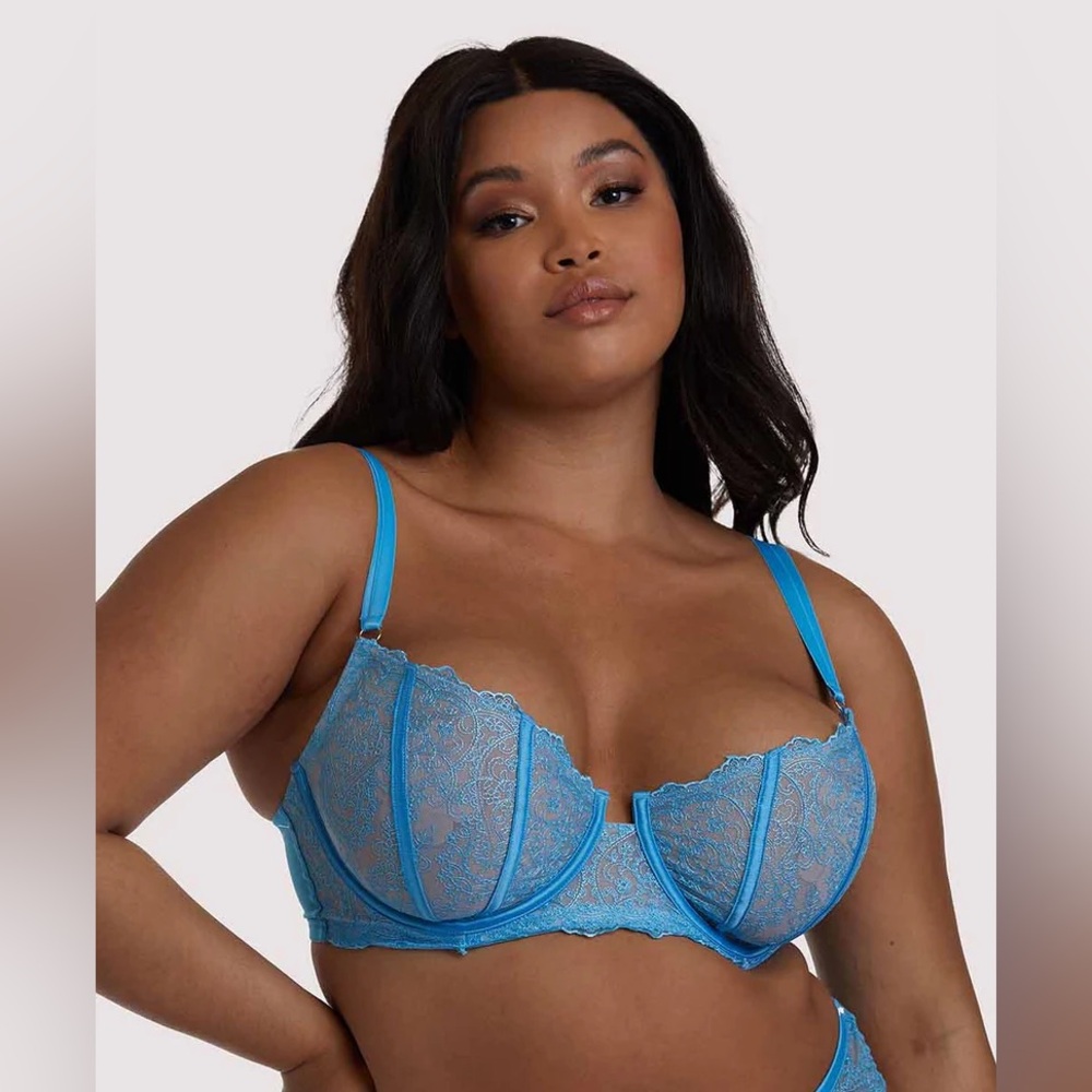 Playful Promise Peyton Blue Embroidery Bra 44DDD